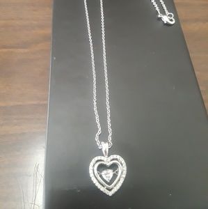 Silver crystal necklace floating heart